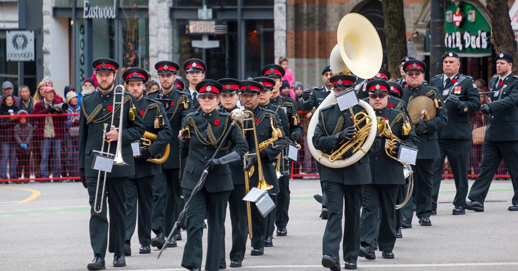 The-Band-on-parade-with-the-Regiment-at-Remembrance-Day